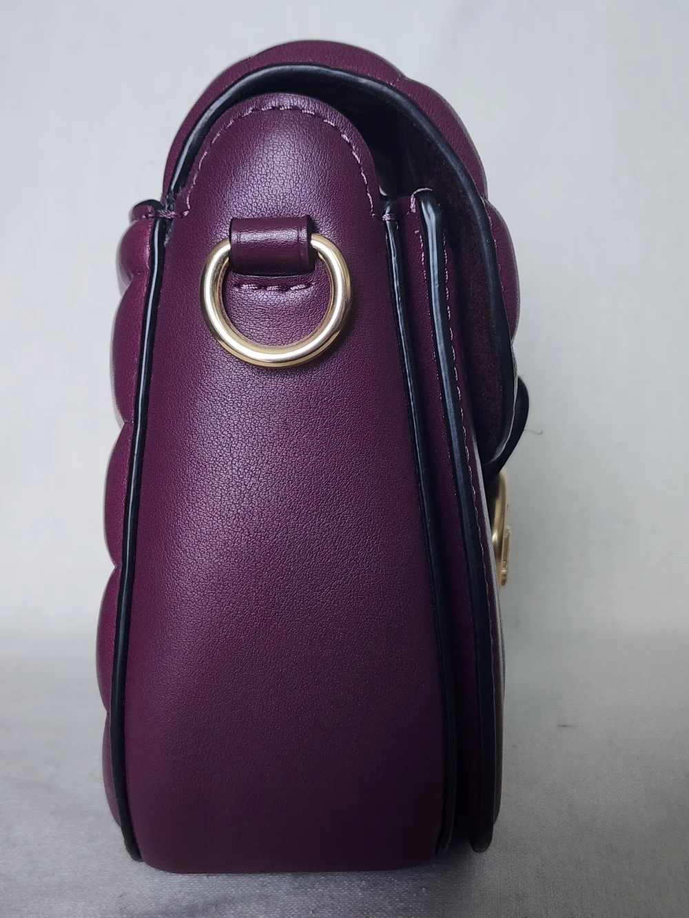 Coach Puffy Quilted Georgie Saddle Crossbody Bag in Rare Boysenberry